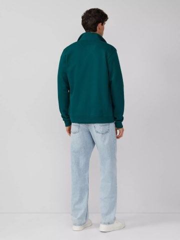 s.Oliver Bluza barbati cu guler inalt si fermoar, Regular fit, Verde - Img 5