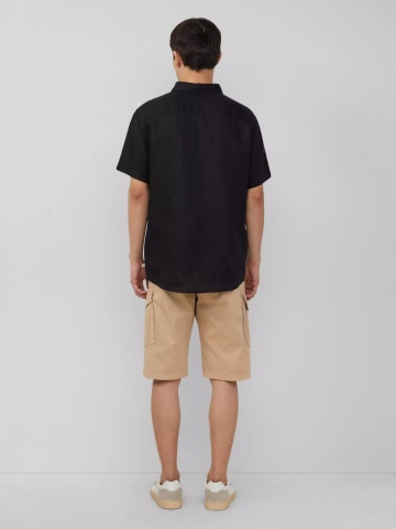 s.Oliver Camasa barbati cu maneca scurta, din in cu croiala Regular fit, Negru - Img 5