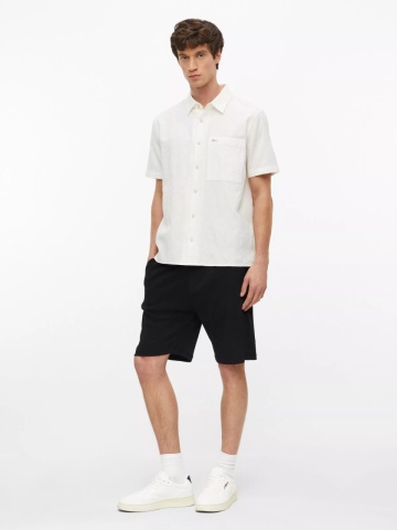 s.Oliver Camasa barbati cu model, din bumbac, Relaxed fit, Alb - Img 4