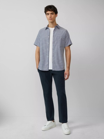 s.Oliver Camasa cu maneca scurta barbati, din amestec de bumbac, croiala Slim Fit, Gri inchis - Img 4