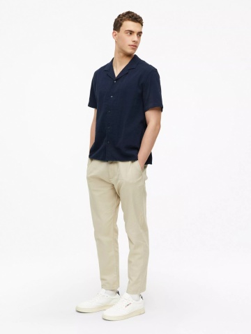 s.Oliver Camasa cu maneca scurta barbati, din bumbac, Resort fit, Bleumarin inchis - Img 4