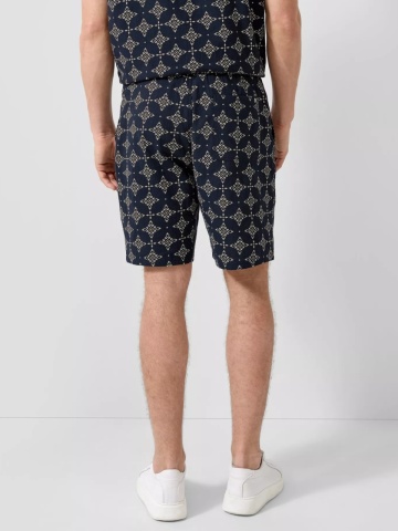s.Oliver Pantaloni scurti barbati, cu talie medie, din bumbac, cu imprimeu, Resort fit, Detroit, Bleumarin inchis - Img 2