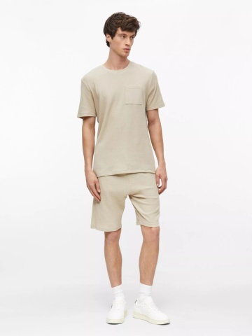 s.Oliver Pantaloni scurti barbati, din amestec de bumbac, cu talie medie, Relaxed fit, Detroit, Crem - Img 4
