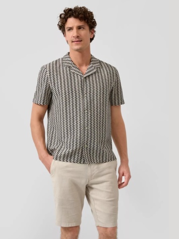 s.Oliver Pantaloni scurti barbati, din amestec de in, cu talie medie, Regular fit, Phoenix, Bej - Img 4