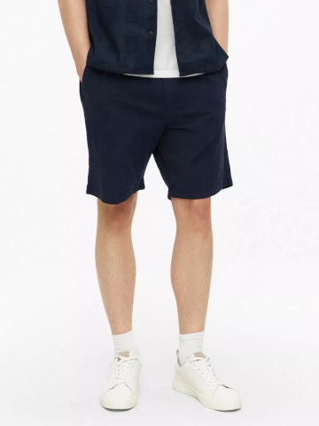 s.Oliver Pantaloni scurti barbati, din bumbac, Relaxed fit, Straight leg, Detroit, Bleumarin inchis