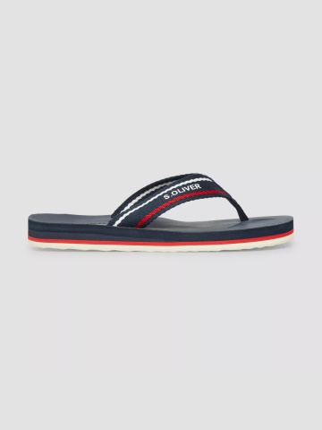 s.Oliver Slapi flip-flop, barbati, cu detalii contrastante, Bleumarin inchis