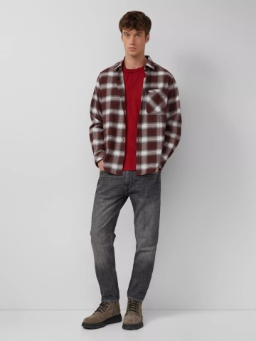 s.Oliver Tricou barbati cu imprimeu frontal, din bumbac, Regular fit, Rosu - Img 4