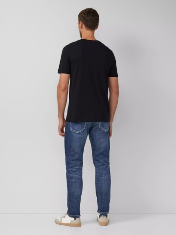 s.Oliver Tricou barbati cu imprimeu frontal, Regular fit, Negru - Img 5