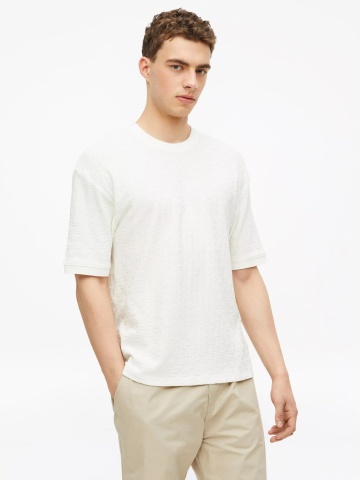s.Oliver Tricou barbati, din amestec de bumbac, Relaxed fit, Alb