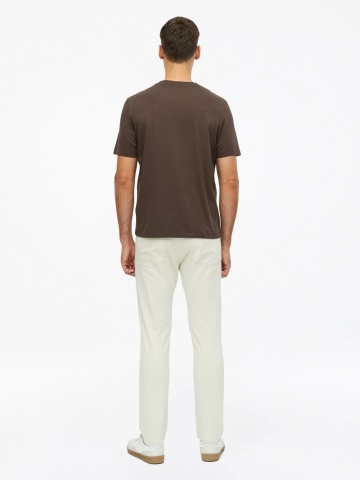 s.Oliver Tricou barbati din bumbac, cu decolteu la baza gatului, Regular fit, Maro - Img 2