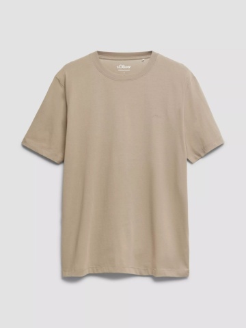 s.Oliver Tricou barbati, din bumbac, la baza gatului, Regular fit, Maro deschis - Img 7