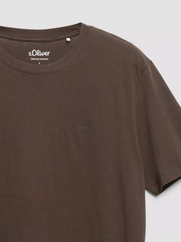s.Oliver Tricou barbati, din bumbac, la baza gatului, Regular fit, Maro inchis - Img 7