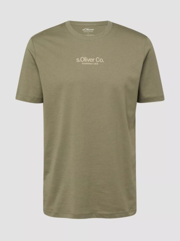 s.Oliver Tricou barbati la baza gatului, din bumbac, Regular fit, Olive - Img 6