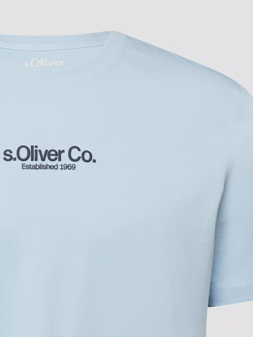 s.Oliver Tricou barbati la baza gatului, din bumbac, Regular fit, Albastru deschis - Img 7