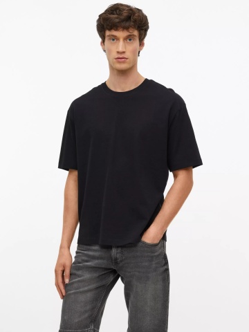 s.Oliver Tricou barbati la baza gatului, din jerseu gros de bumbac, Modern fit, Negru