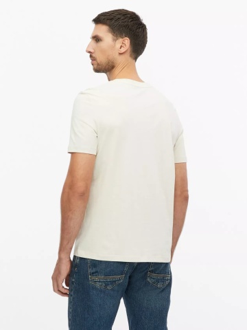 s.Oliver Tricou cu decolteu la baza gatului, barbati, din bumbac, Regular fit, Bej deschis - Img 2