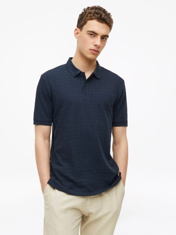s.Oliver Tricou polo barbati din amestec de bumbac, Regular fit, Bleumarin inchis