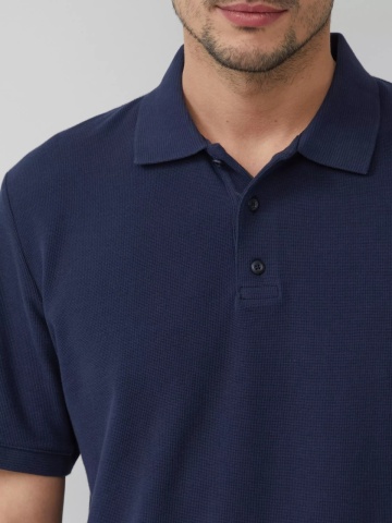 s.Oliver Tricou polo barbati, din piqué waffle, Regular fit, Bleumarin inchis - Img 2