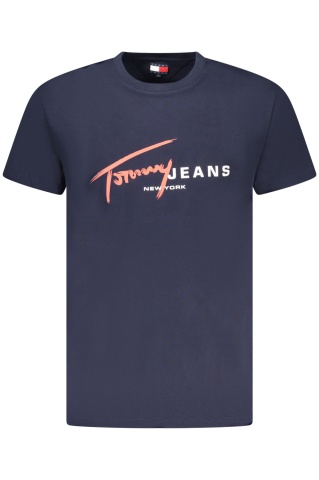 Tommy Jeans Tricou signature barbati, cu imprimeu pe centru, Regular Fit, Bleumarin - Img 1
