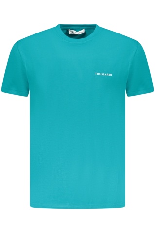 Trussardi Tricou barbati, cu imprimeu grafic pe spate, Regular fit, Albastru deschis - Img 1