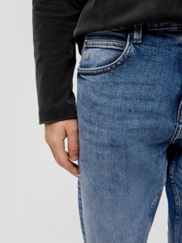 Blugi barbati Shawn, cu talie medie, Regular fit, Tapered Leg, Albastru deschis - Img 3