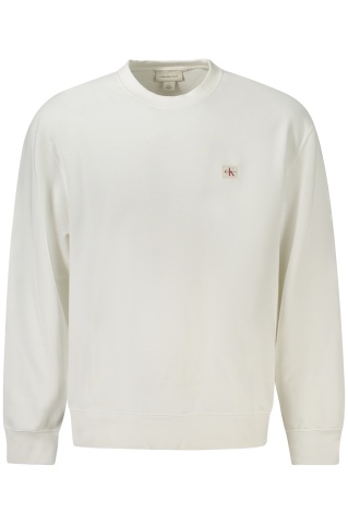 Calvin Klein Jeans bluza barbati cu logo, regular fit, uni, alb - Img 1