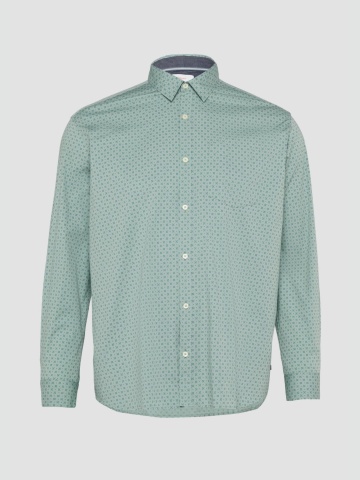 Camasa barbati big sizes, cu maneca lunga si imprimeu floral, Slim Fit, Verde deschis - Img 7