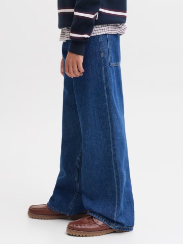 Jack & Jones Blugi baieti, JJIDAVE JJJAX, cu talie inalta si croiala Baggy fit, Albastru inchis - Img 3
