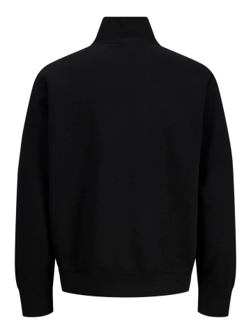 Jack & Jones Bluza barbati, cu guler inalt si fermoar la baza gatului, din amestec de bumbac, Relaxed Fit, Negru - Img 9