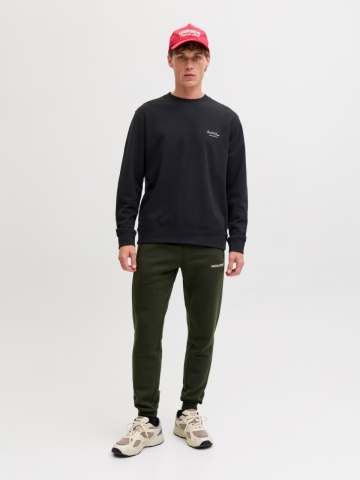 Jack & Jones Bluza barbati, Relaxed fit, cu decolteu la baza gatului, Negru - Img 6