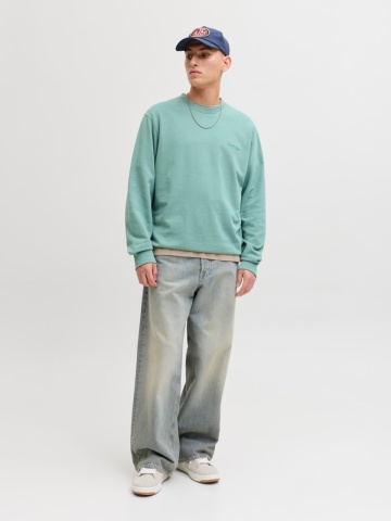 Jack & Jones Bluza barbati, Relaxed fit, cu decolteu la baza gatului, Verde deschis - Img 6
