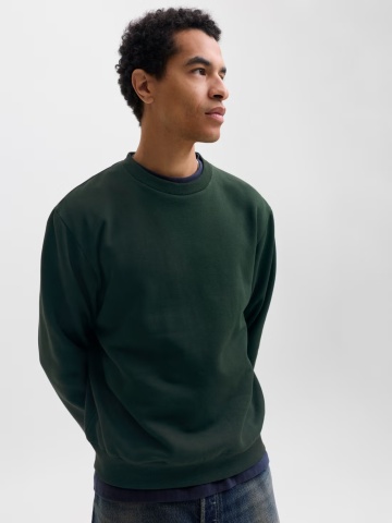 Jack & Jones Bluza barbati, simpla cu decolteu la baza gatului, JJEBRADLEY, Verde inchis - Img 5