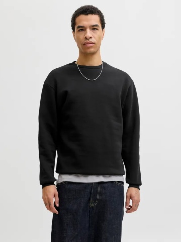 Jack & Jones Bluza barbati, simpla cu decolteu la baza gatului, Negru