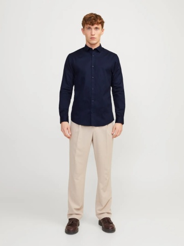 Jack & Jones Camasa barbati, Blacardiff cu croiala Slim fit, Bleumarin inchis - Img 6
