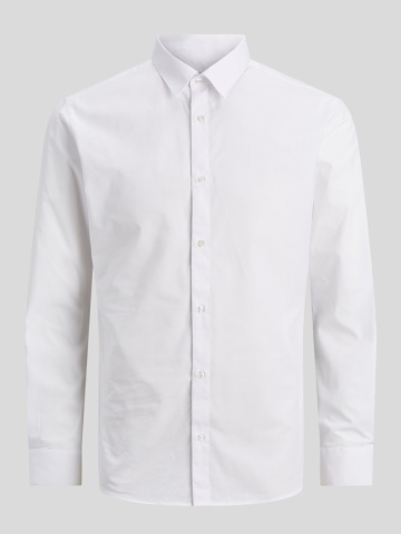 Jack & Jones Camasa barbati, din amestec de bumbac, Slim Fit, Alb - Img 8