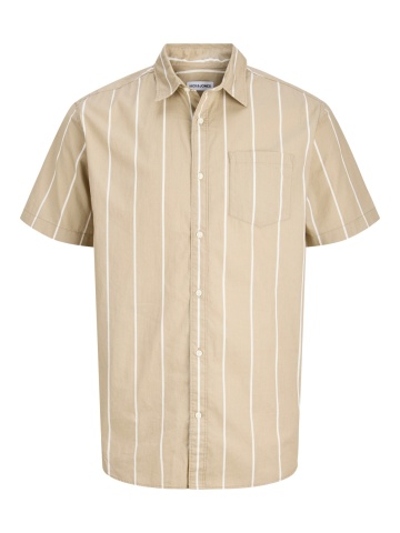 Jack & Jones Camasa barbati din bumbac cu imprimeu in dungi, Regular Fit, JJETHAN, Maro deschis - Img 8