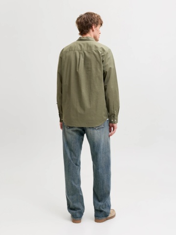 Jack & Jones Camasa barbati, Regular fit, Henry, din bumbac, Olive - Img 7