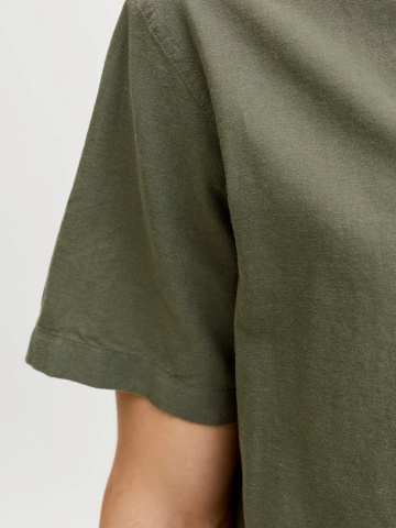 Jack & Jones Camasa cu maneca scurta barbati, din amestec de in, Regular fit, Olive - Img 7