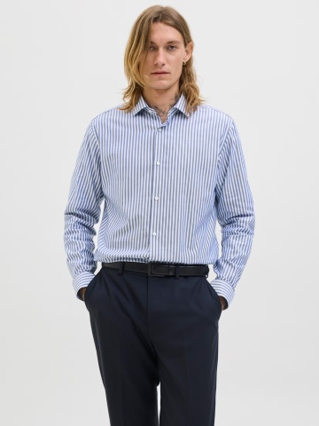 Jack & Jones Camasa non-iron barbati din bumbac organic, Slim Fit, JPRBLAPARKER, Albastru deschis
