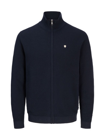 Jack & Jones Cardigan tricotat barbati cu guler inalt, din bumbac organic, JPRBLURYAN, Bleumarin inchis - Img 7