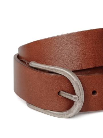 Jack & Jones Curea barbati, din piele naturala de vaca, catarama cu stift, Maro - Img 2