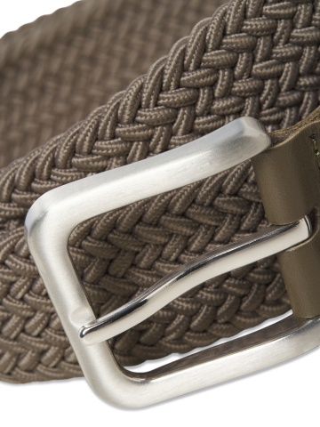 Jack & Jones Curea impletita, barbati, catarama cu stift, Olive - Img 3
