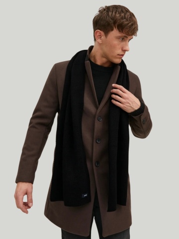 Jack & Jones Fular barbati, cu textura striata, Negru - Img 3