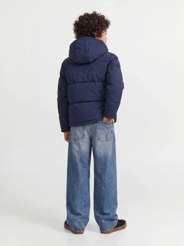Jack & Jones Geaca baieti, PUFFER, cu gluga, Regular fit, JJGALAXY, Bleumarin inchis - Img 4