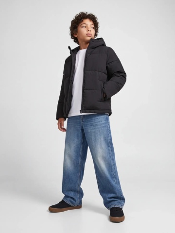 Jack & Jones Geaca baieti, PUFFER, cu gluga, Regular fit, JJGALAXY, Negru - Img 5
