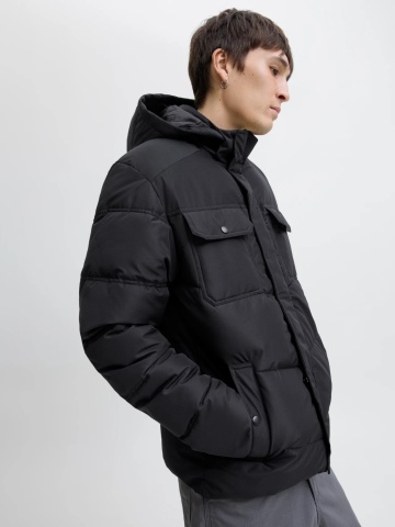 Jack & Jones Geaca barbati, MORGAN PUFFER, cu gluga detasabila, Negru - Img 3