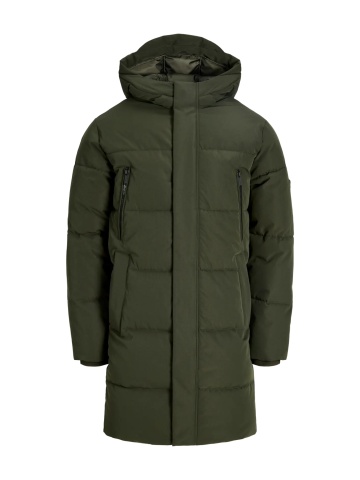 Jack & Jones Geaca lunga barbati, PUFFER, cu gluga, Regular fit, JJEBECKS, Verde inchis - Img 7