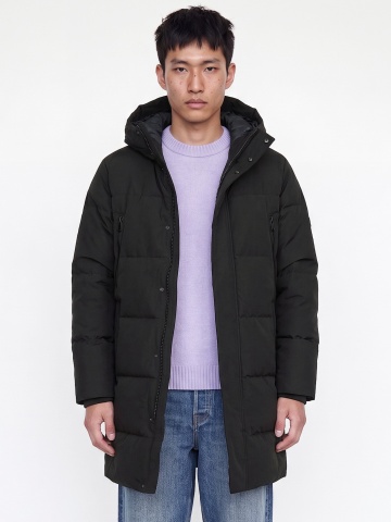 Jack & Jones Geaca lunga barbati, PUFFER, cu gluga, Regular fit, JJEBECKS, Negru