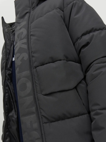 Jack & Jones Geaca PUFFER baieti, cu dubla inchidere, gluga si imprimeu cu logo, JCOSPEED, Negru - Img 8