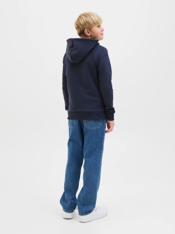 Jack & Jones Hanorac baieti cu imprimeu cu logo si buzunar tip marsupiu, Bleumarin inchis - Img 7